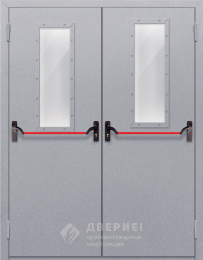 Дверь противопожарная с остеклением двупольная - фото