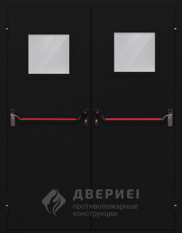 Двупольная входная дверь со стеклом противопожарная