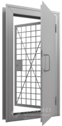 Двойная бронированная дверь с решёткой №2