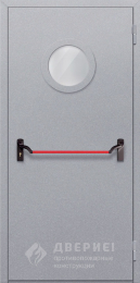 Дверь противопожарная однопольная с круглым стеклом - фото