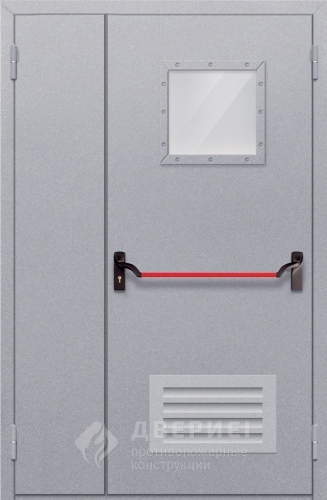 Противопожарная дверь с нажимной ручкой и стеклом